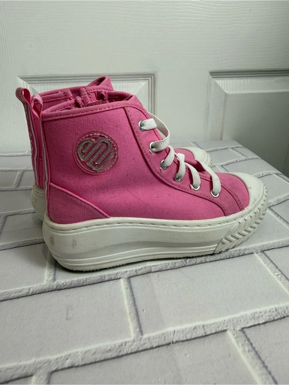Justice Sport Girls Pink High Top Sneakers Platform Shoes Size 2